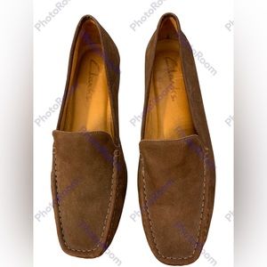 Clarks brown suede and leather loafers in 8 1/2
